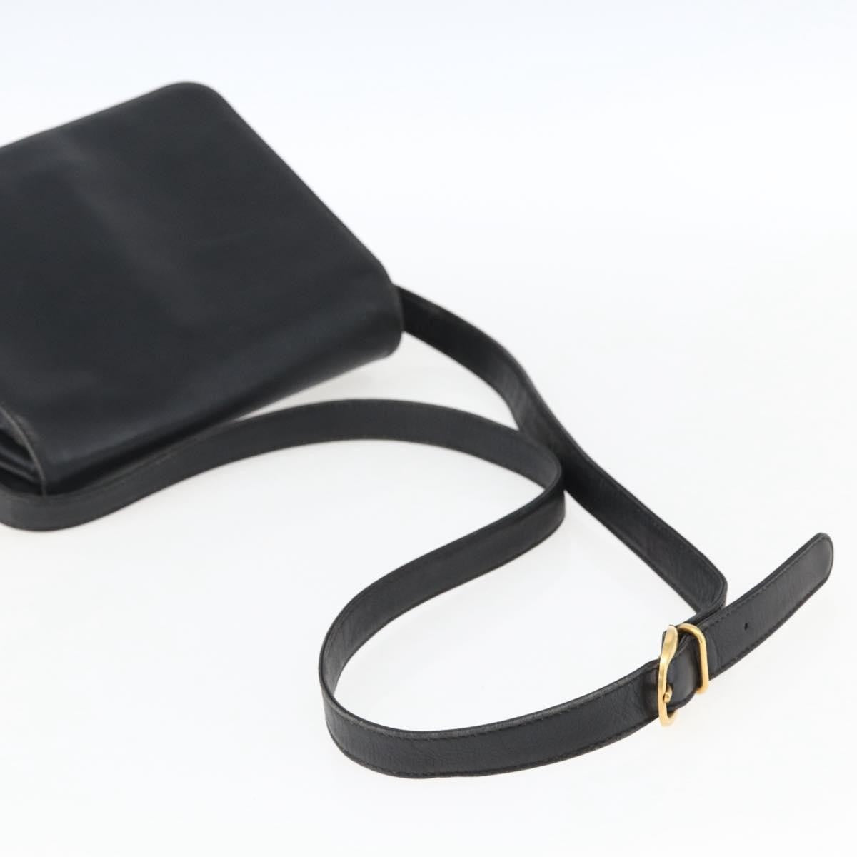 Gucci GUCCI Shoulder Bag Leather Black Silver 001 2214 Authentic ep13226