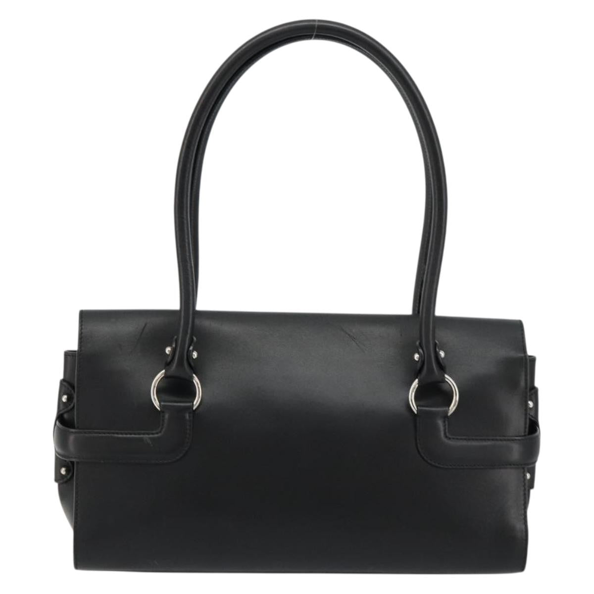 Salvatore Ferragamo Salvatore Ferragamo Gancini Hand Bag Leather Black Silver Authentic 180592