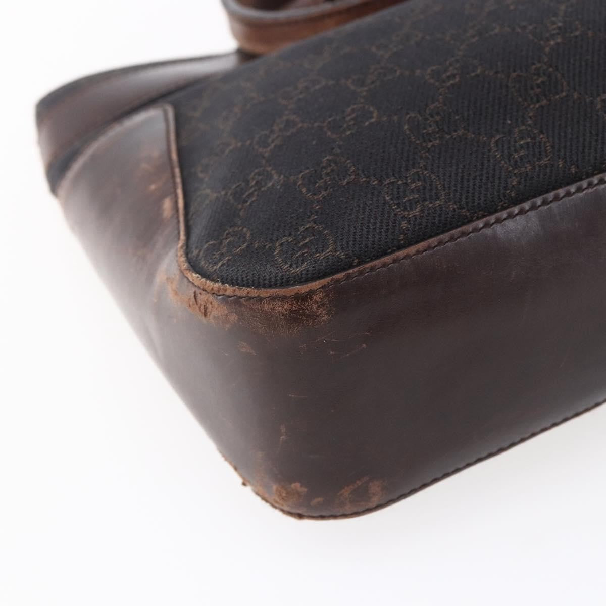 Gucci GUCCI GG Canvas Hand Bag Dark Brown Gold 73983 Authentic 151009