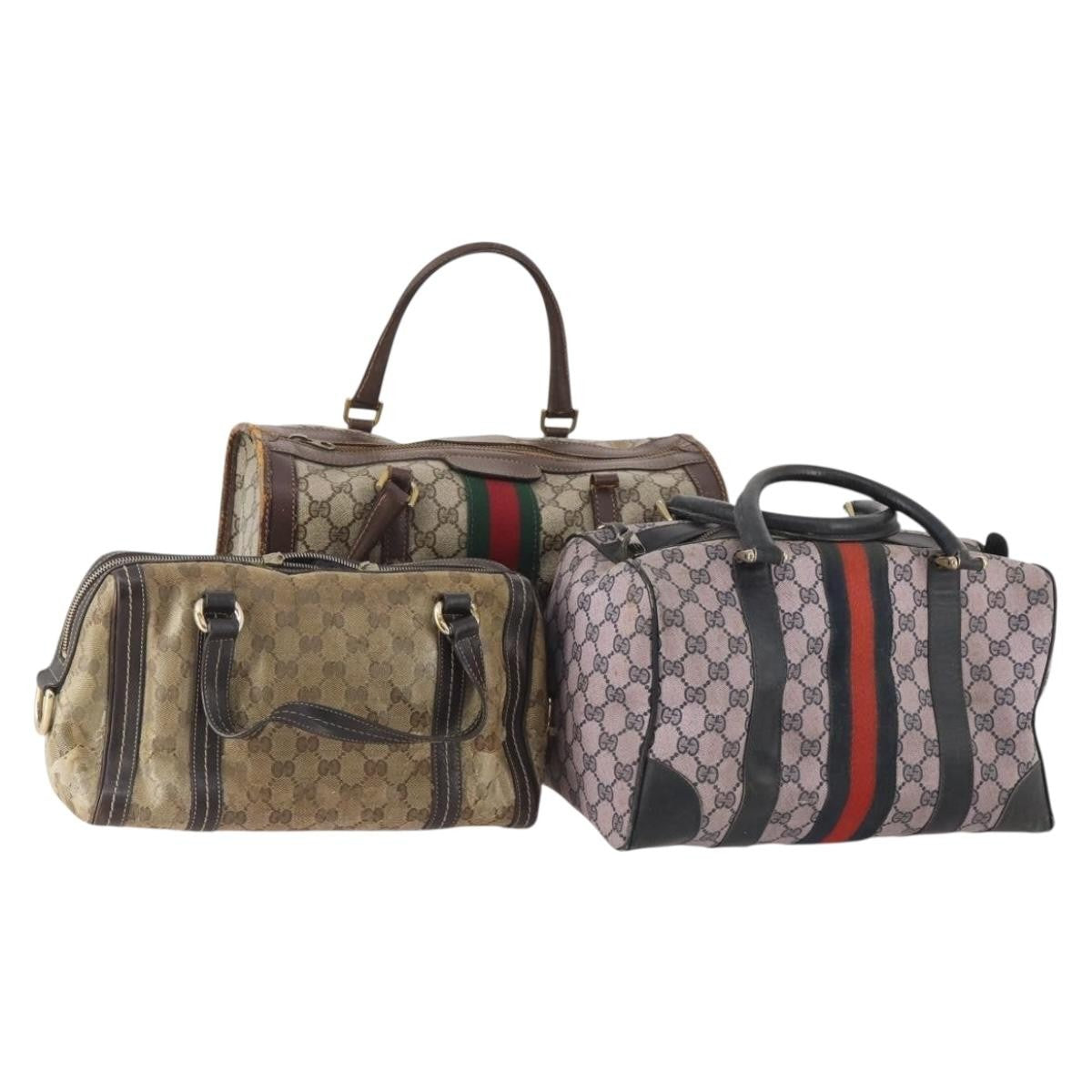 Gucci GUCCI GG Supreme GG Crystal Hand Bag PVC 3 Set Beige Authentic 174861