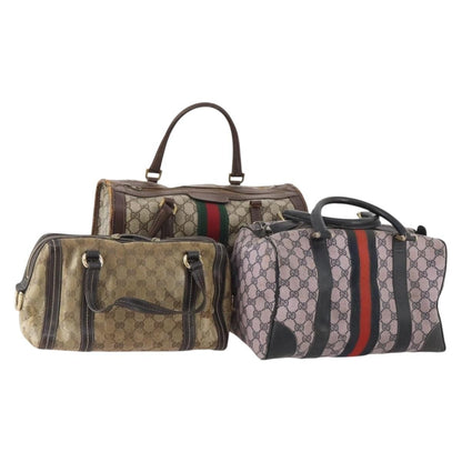 Gucci GUCCI GG Supreme GG Crystal Hand Bag PVC 3 Set Beige Authentic 174861