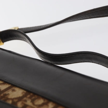 Dior Christian Dior Hand Bag Calf Skin 2way Dark Brown Gold Authentic 180355