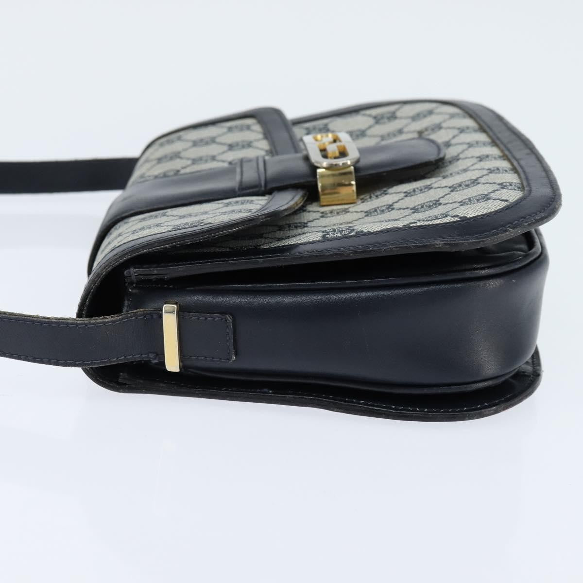Gucci GUCCI GG Supreme Shoulder Bag PVC Navy Gold Authentic 150027