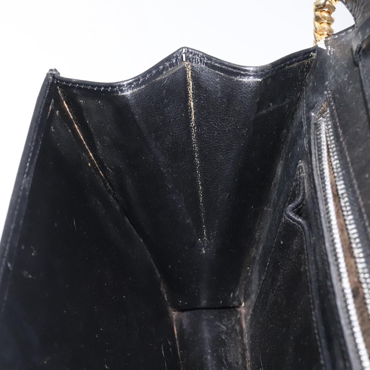 Gucci GUCCI Chain Shoulder Bag Leather Black Gold Authentic 121927