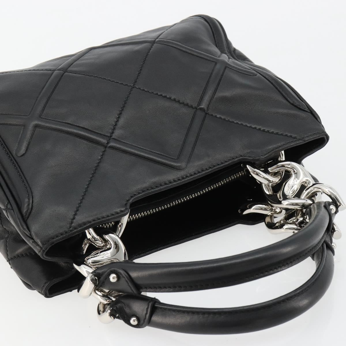 Salvatore Ferragamo Salvatore Ferragamo Hand Bag Leather Black Silver Authentic 178908A