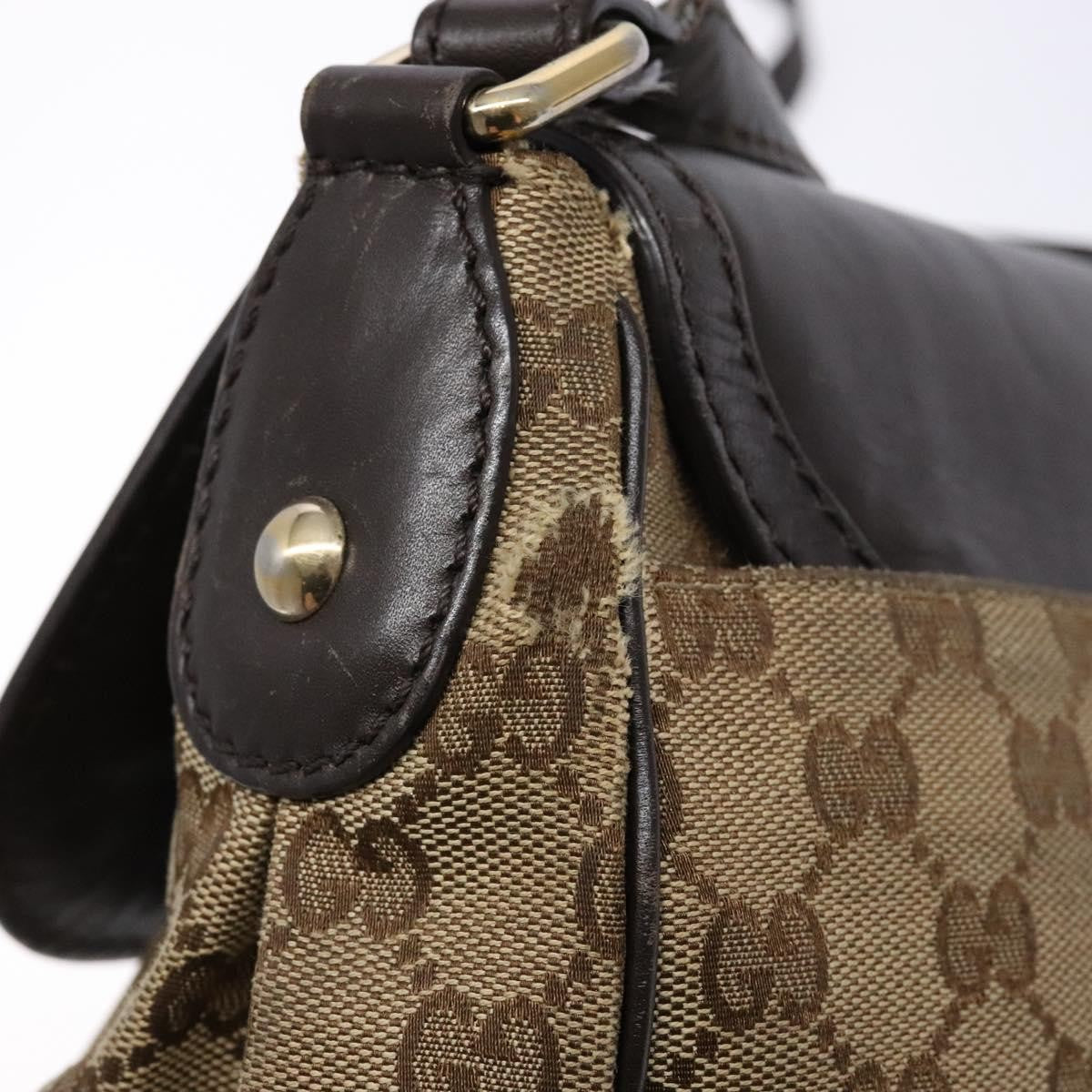Gucci GUCCI GG Canvas Shoulder Bag Beige Silver Brown 308452 Authentic bs28633