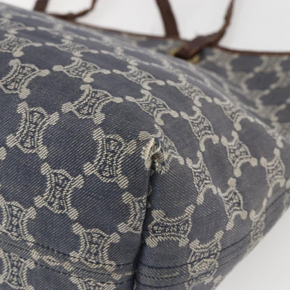 Celine CELINE Paris Macadam Canvas Tote Bag Blue Gold Authentic 157143