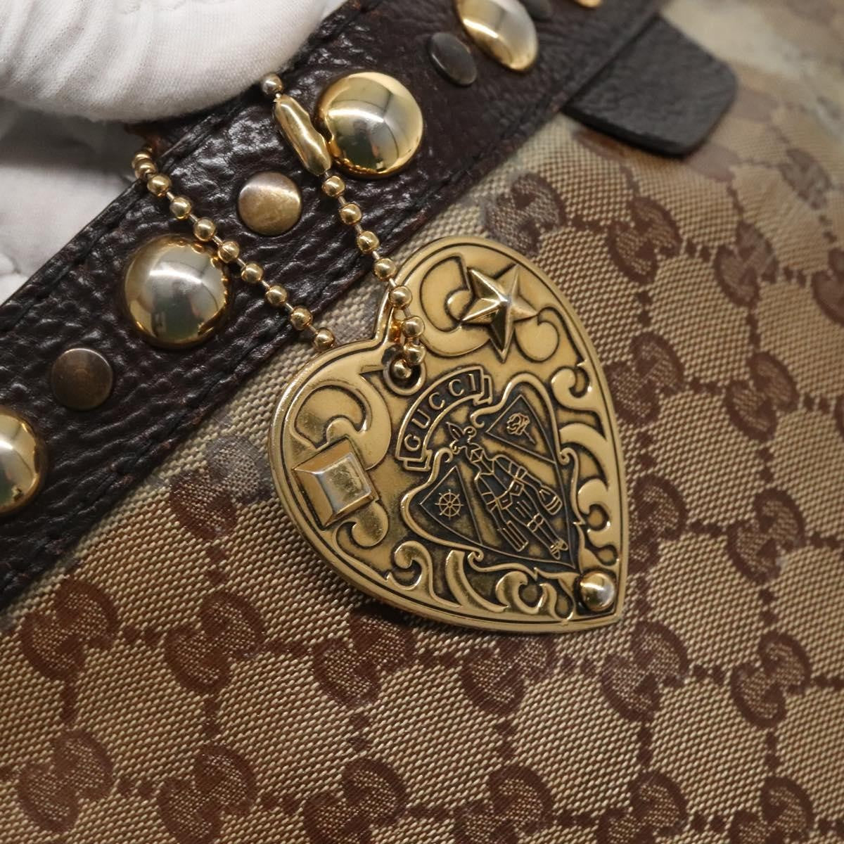 Gucci GUCCI GG Crystal Tote Bag Coated Canvas Beige Gold 207291 Authentic 139548
