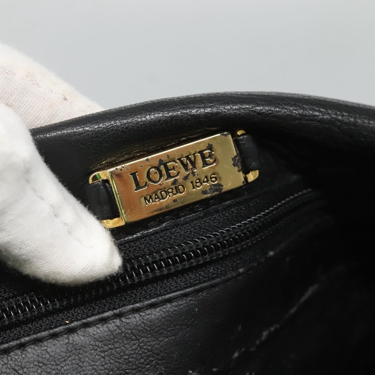 Loewe LOEWE Shoulder Bag Leather Black Gold Authentic 127349