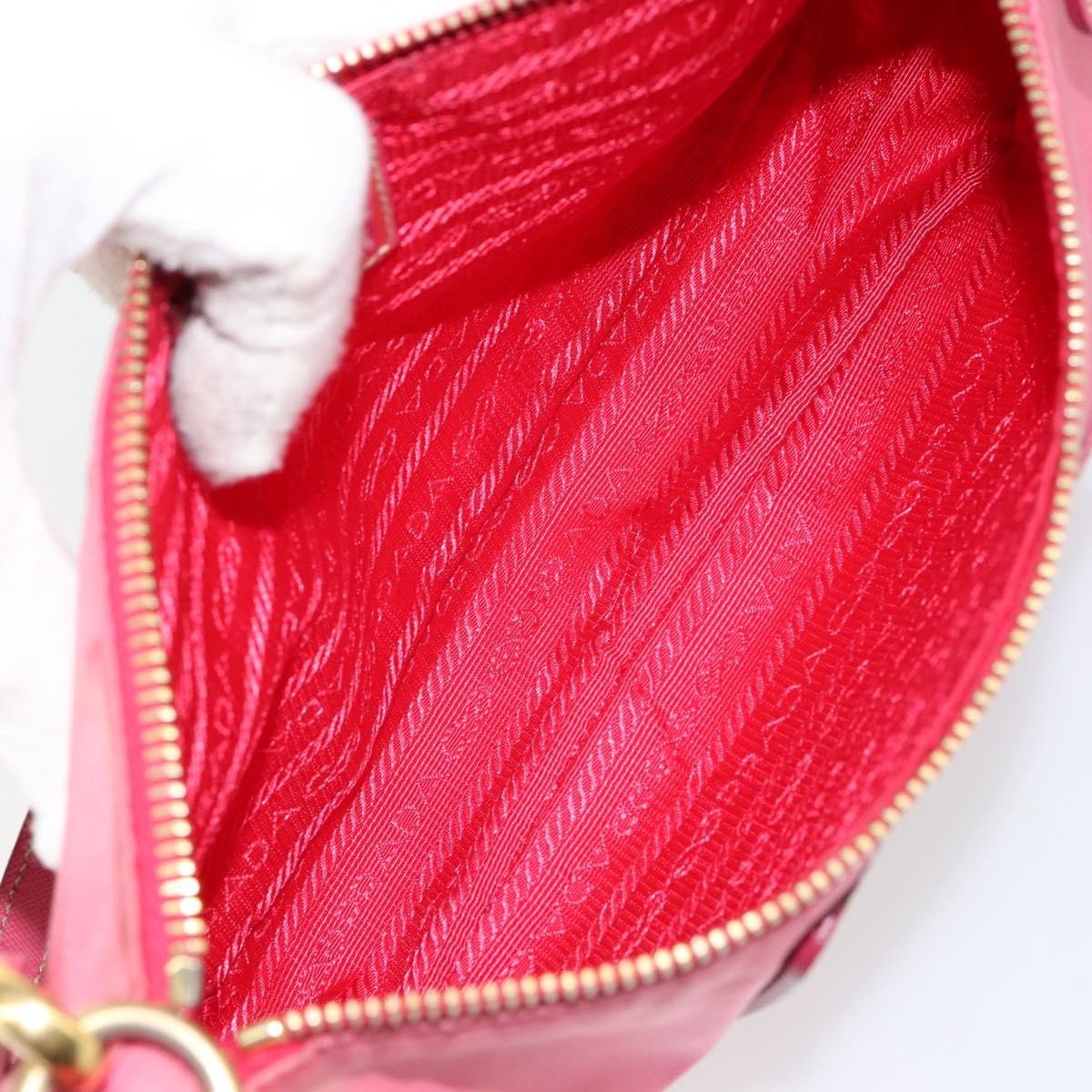 Prada PRADA Shoulder Bag Nylon Leather Pink Gold Authentic 155082