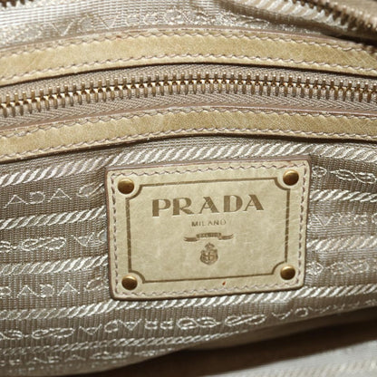 Prada PRADA Hand Bag Leather 2way Beige Gold Authentic 174345