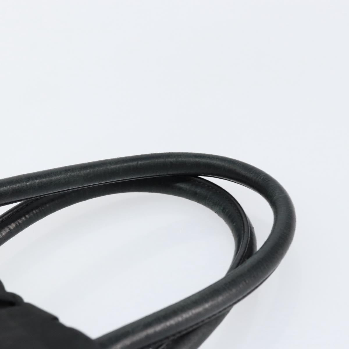 Prada PRADA ribbon Hand Bag Nylon Leather Black Gold Authentic 153236