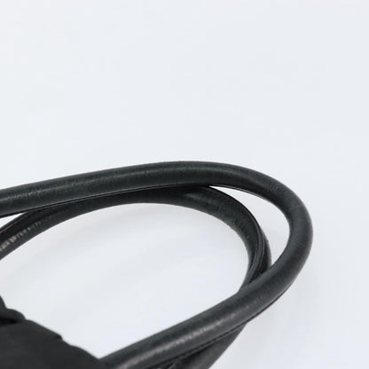 Prada PRADA ribbon Hand Bag Nylon Leather Black Gold Authentic 153236