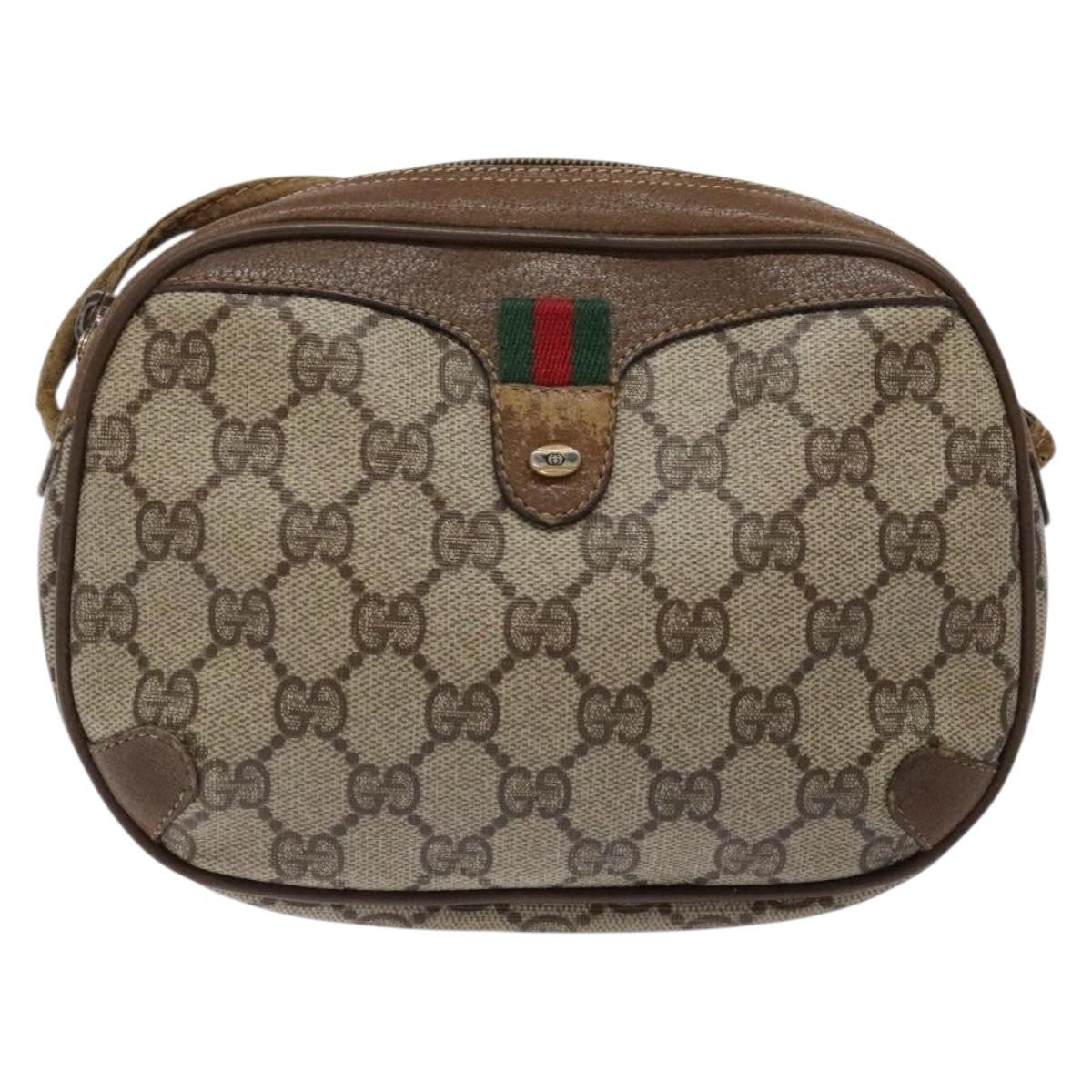 Gucci GUCCI GG Supreme Web Sherry Line Shoulder Bag PVC Beige 89 02 066 Authentic 133869