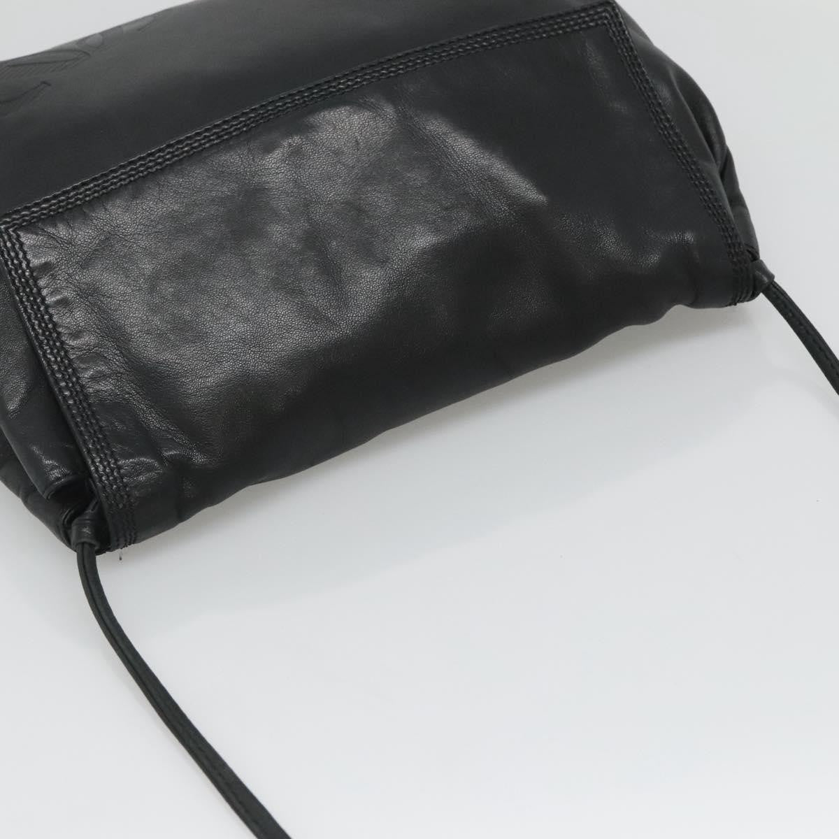 Loewe LOEWE Shoulder Bag Leather Black Gold Authentic 127349