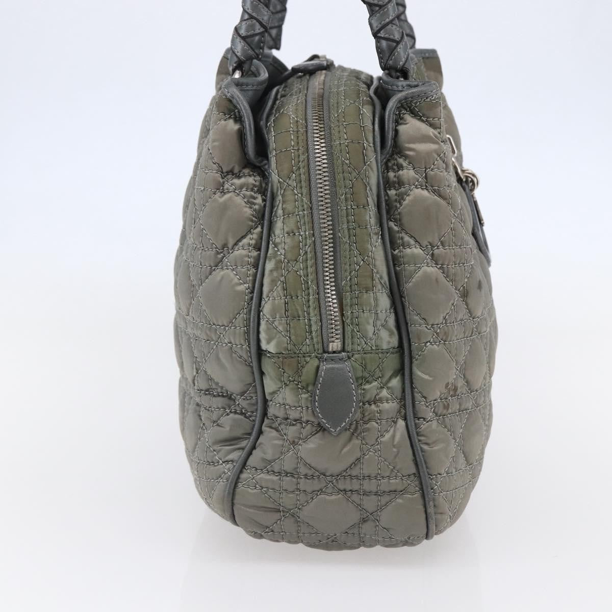 Dior Christian Dior Canage Hand Bag Nylon Gray Silver Authentic 147959