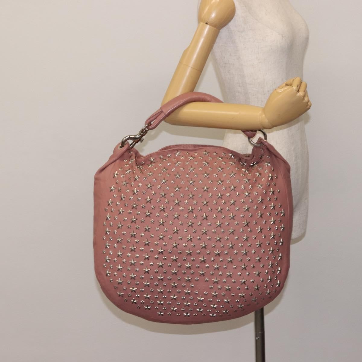 Jimmy Choo Jimmy Choo Star Studs Shoulder Bag Leather Pink Silver Authentic BA6611