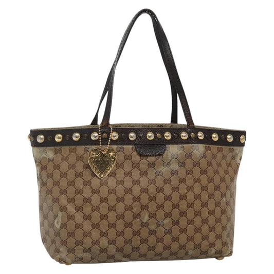 Gucci GUCCI GG Crystal Tote Bag Coated Canvas Beige Gold 207291 Authentic 139548