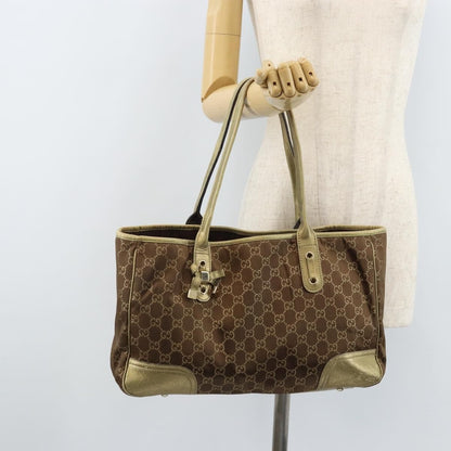 Gucci GUCCI GG Canvas Tote Bag Brown Gold 163805 Authentic LNZ740