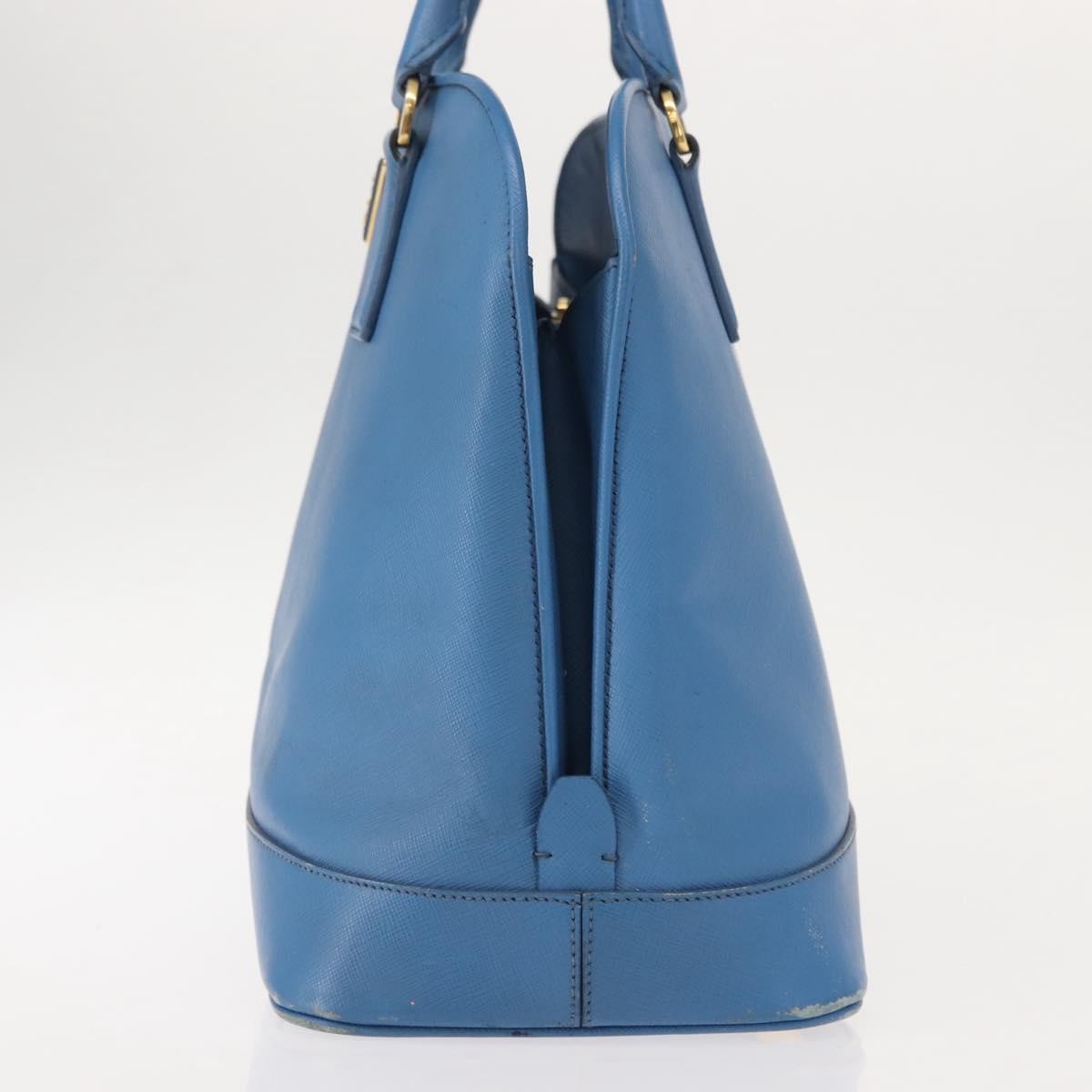 Prada PRADA Hand Bag Safiano leather Blue Gold Authentic fm4916