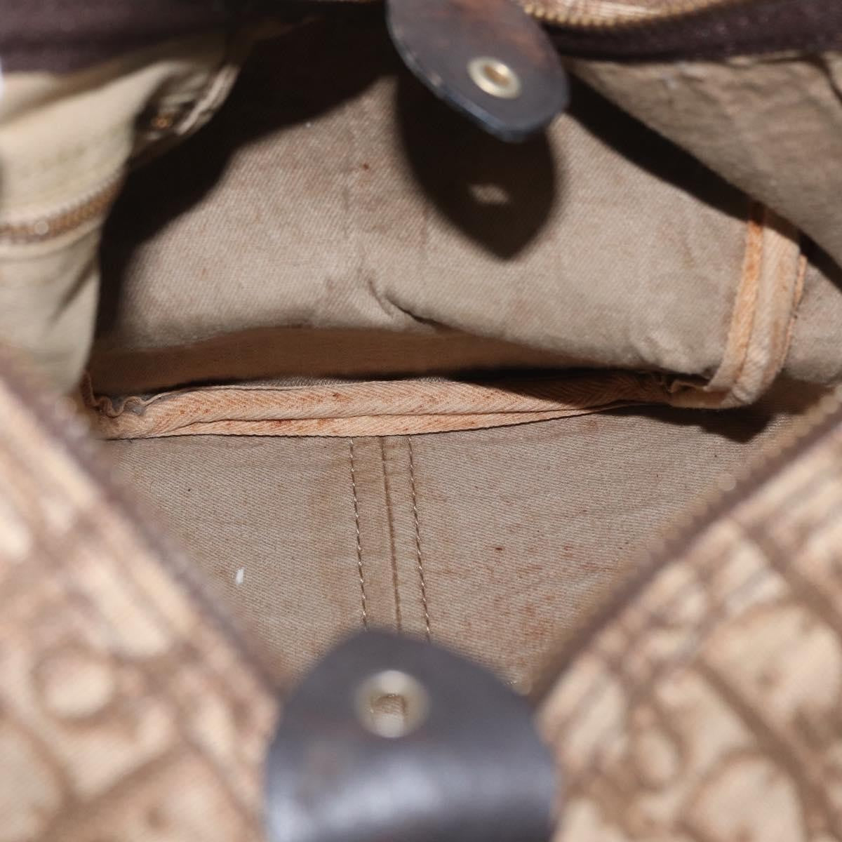 Dior Christian Dior Trotter Canvas Hand Bag Brown Gold Authentic ka627