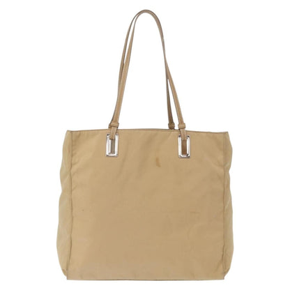 Prada PRADA Tote Bag Nylon Leather Beige Silver Authentic 156731