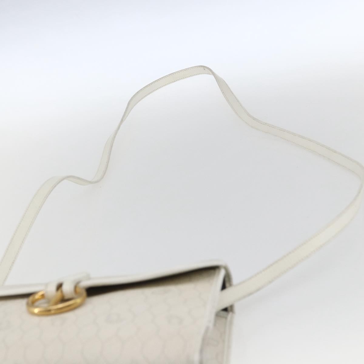 Dior Christian Dior Honeycomb Canvas Shoulder Bag PVC White Gold Authentic 170899