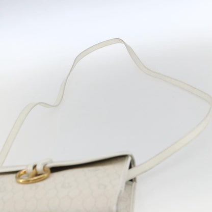 Dior Christian Dior Honeycomb Canvas Shoulder Bag PVC White Gold Authentic 170899