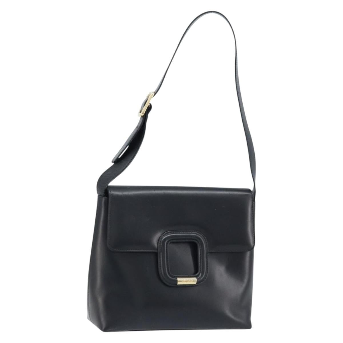 Gucci GUCCI Shoulder Bag Leather Black Gold 001 1998 1785 Authentic 173859