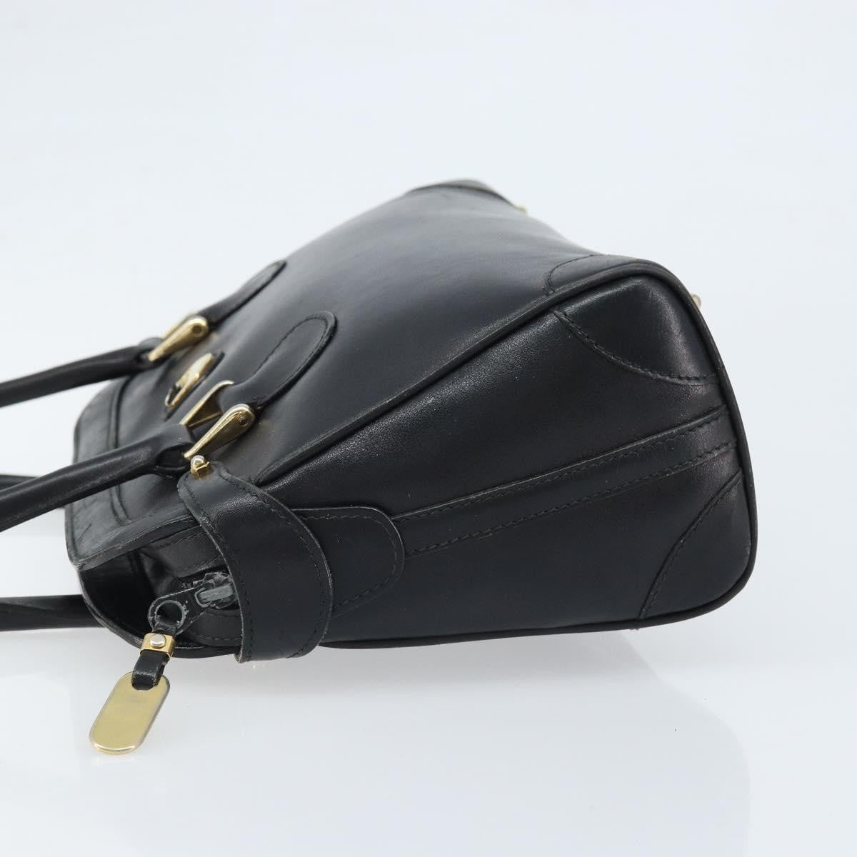 Gucci GUCCI Hand Bag Leather Black Gold Authentic BSZ350