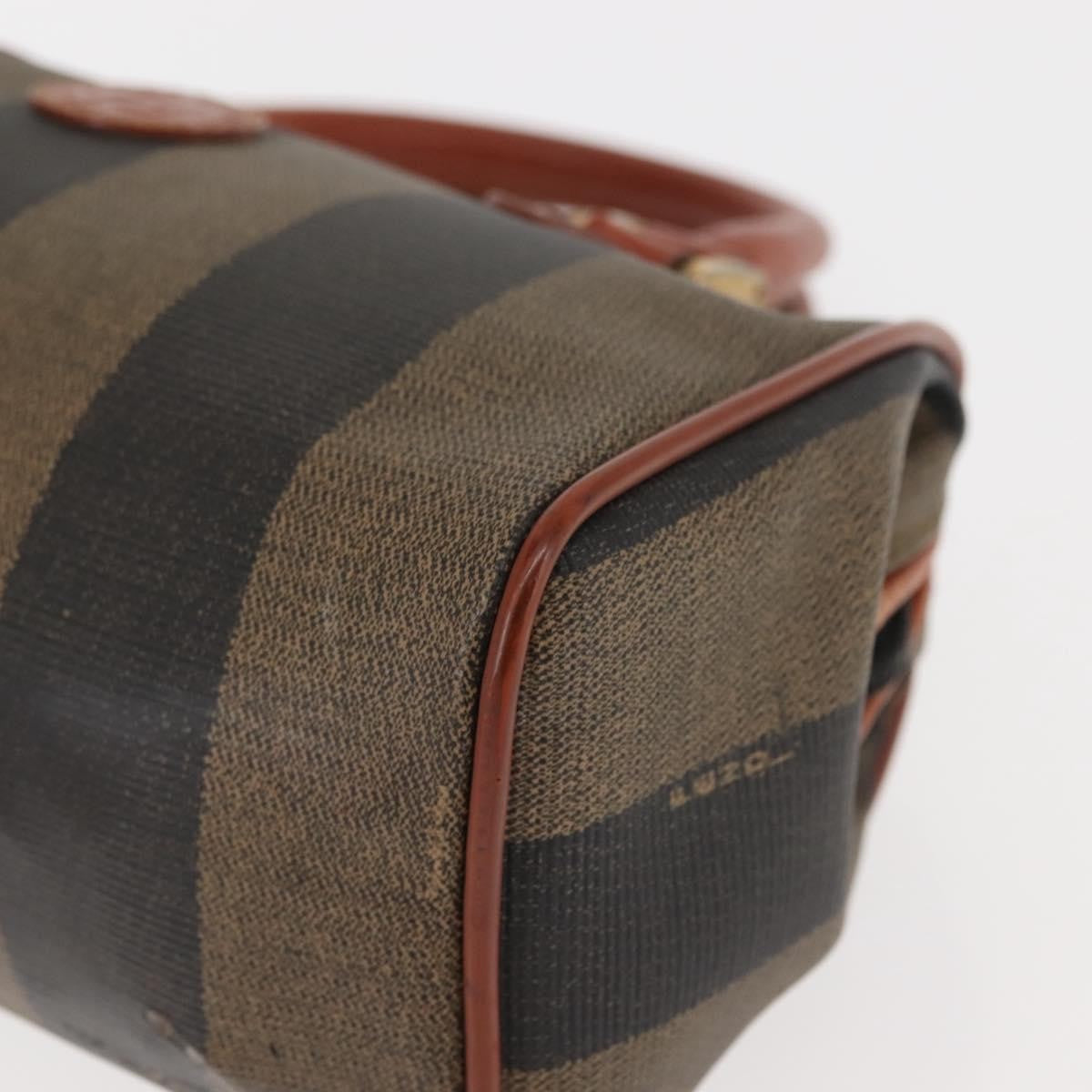 Fendi FENDI Pecan Canvas Hand Bag PVC Black Brown Authentic 146281