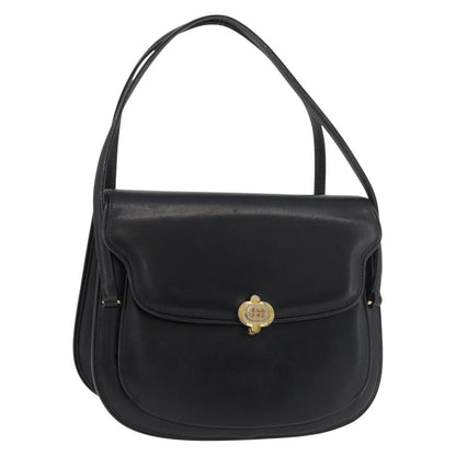 Gucci GUCCI Hand Bag Leather Black Gold Authentic ep14155