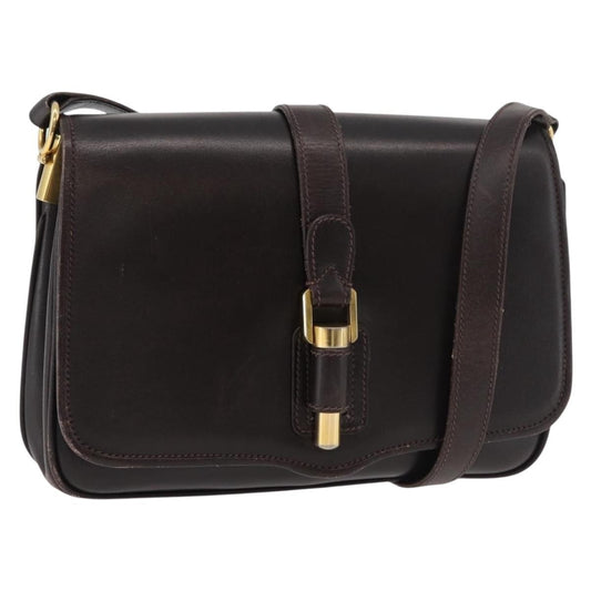Gucci GUCCI Shoulder Bag Leather Brown Gold Authentic ep14284