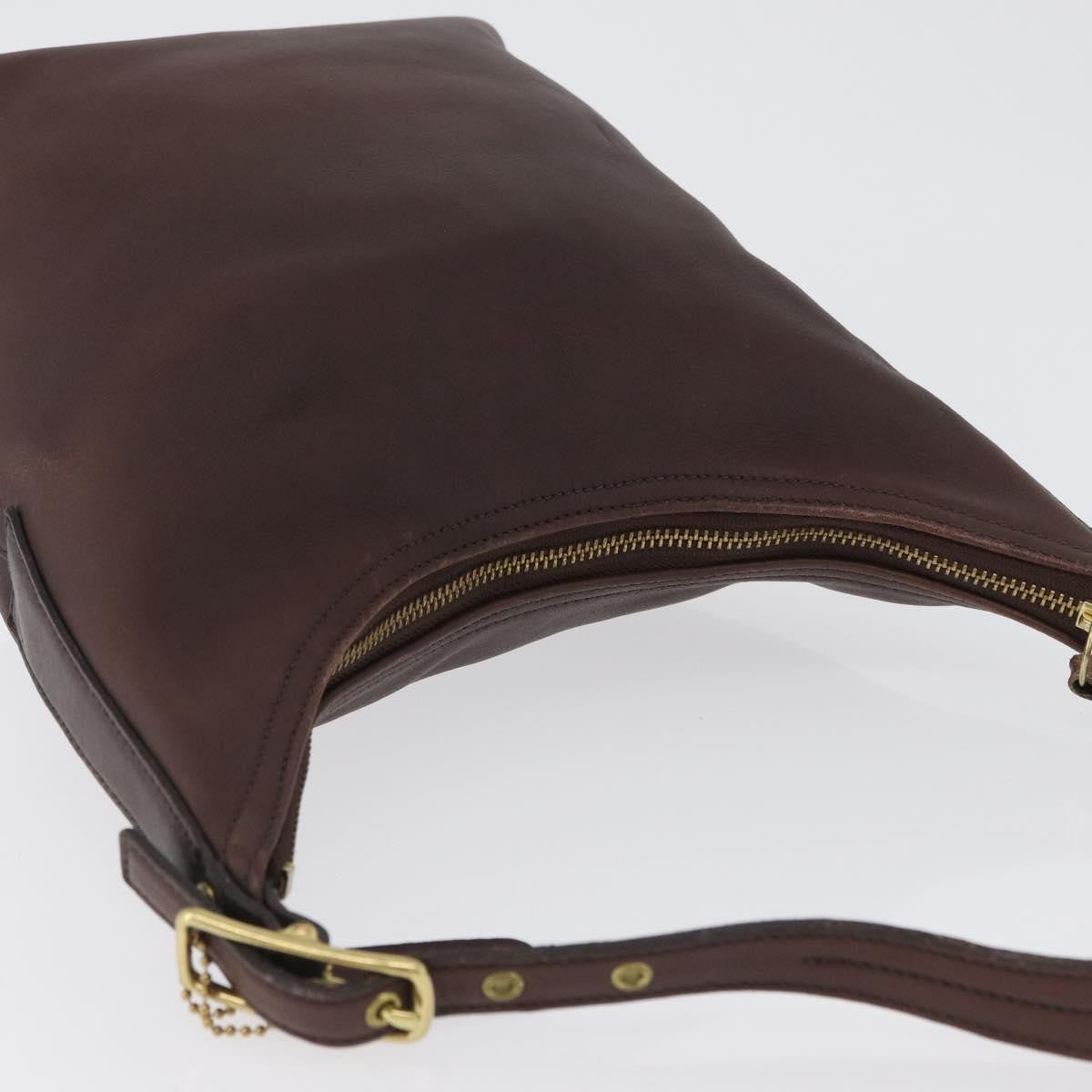 Coach Coach Shoulder Bag Leather Brown Gold Authentic 172666
