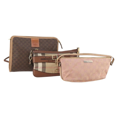 Gucci GUCCI Celine Burberry GG Canvas Macadam Canvas Nova Check Bag 3 Set Authentic 178856