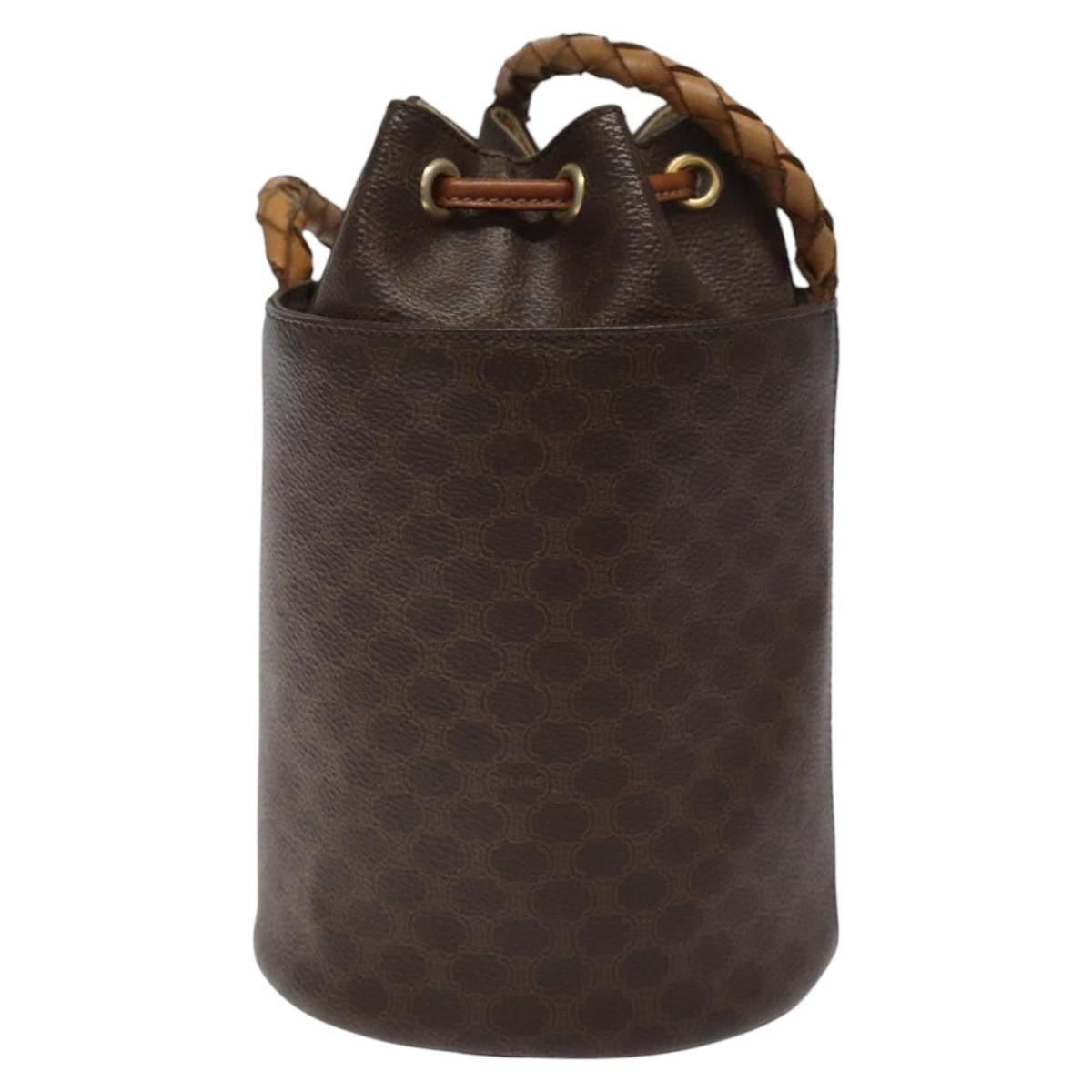 Celine CELINE Macadam Canvas Shoulder Bag PVC Leather Brown Authentic 113406