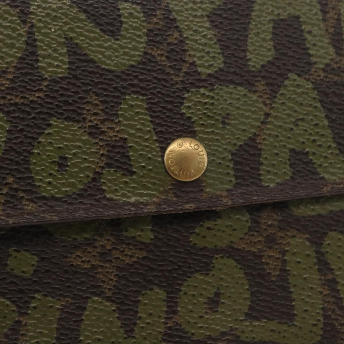 Louis Vuitton LOUIS VUITTON Graffiti Porte Monnaie Credit Wallet Khaki M92188 Authentic ARZ914 Bag