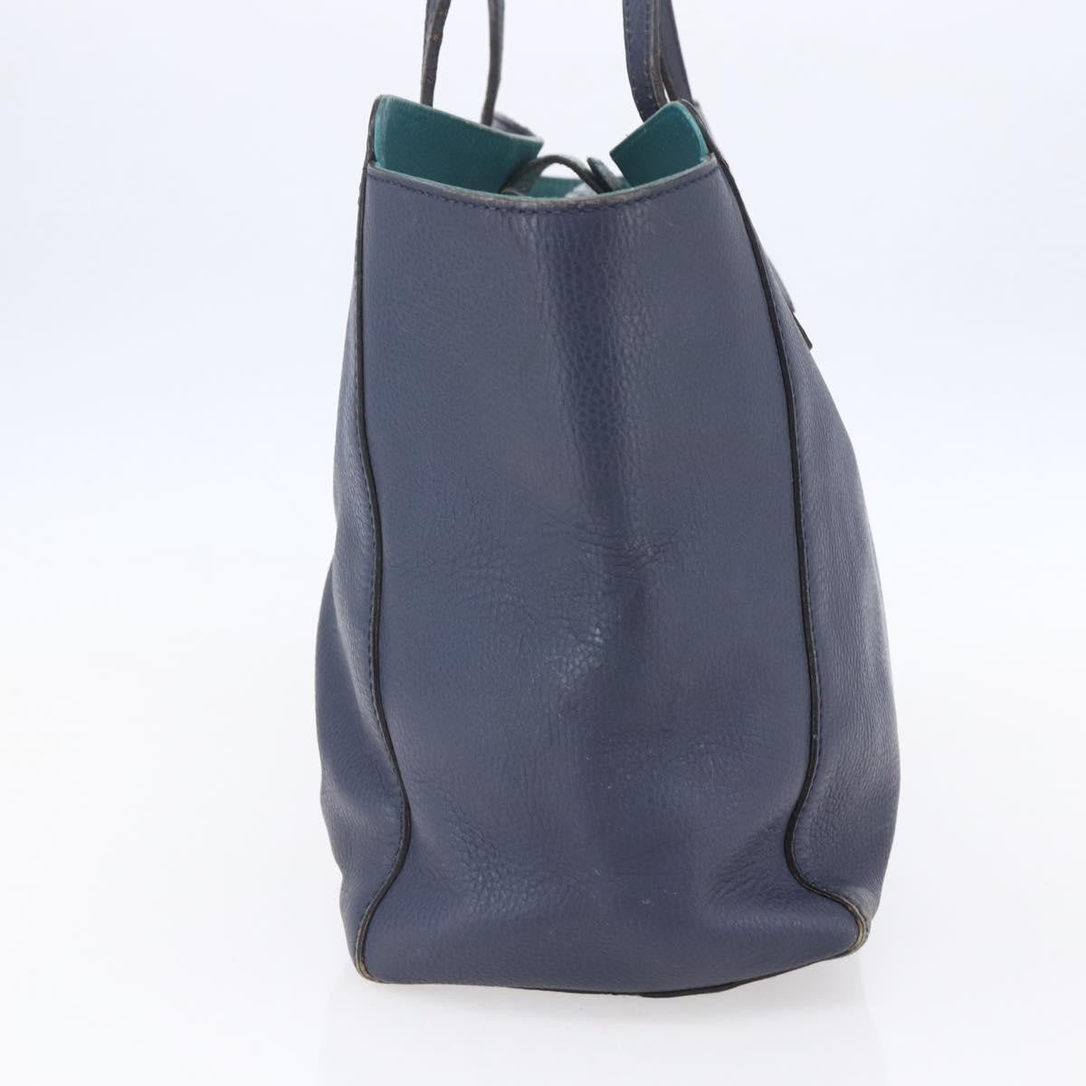 Gucci GUCCI Tote Bag Leather Navy Gold 354397 Authentic 152574