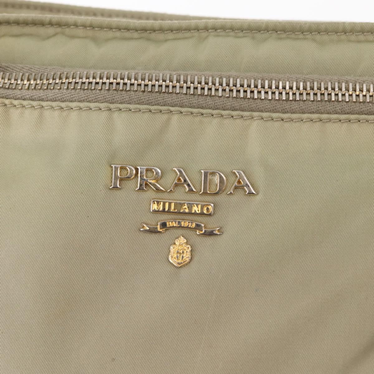 Prada PRADA Shoulder Bag Nylon Leather Beige Gold Authentic SW1841