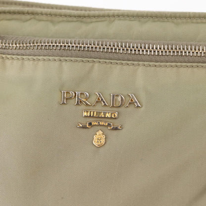 Prada PRADA Shoulder Bag Nylon Leather Beige Gold Authentic SW1841