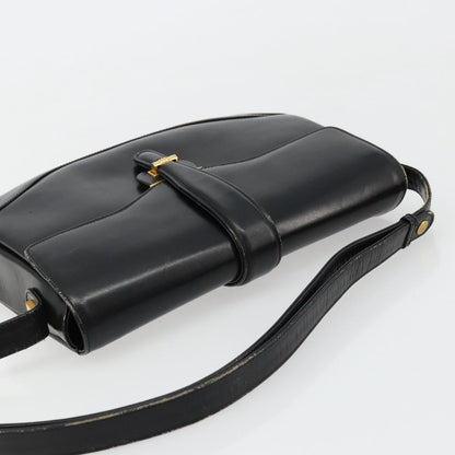 Gucci GUCCI Shoulder Bag Leather Black Gold Authentic 177992