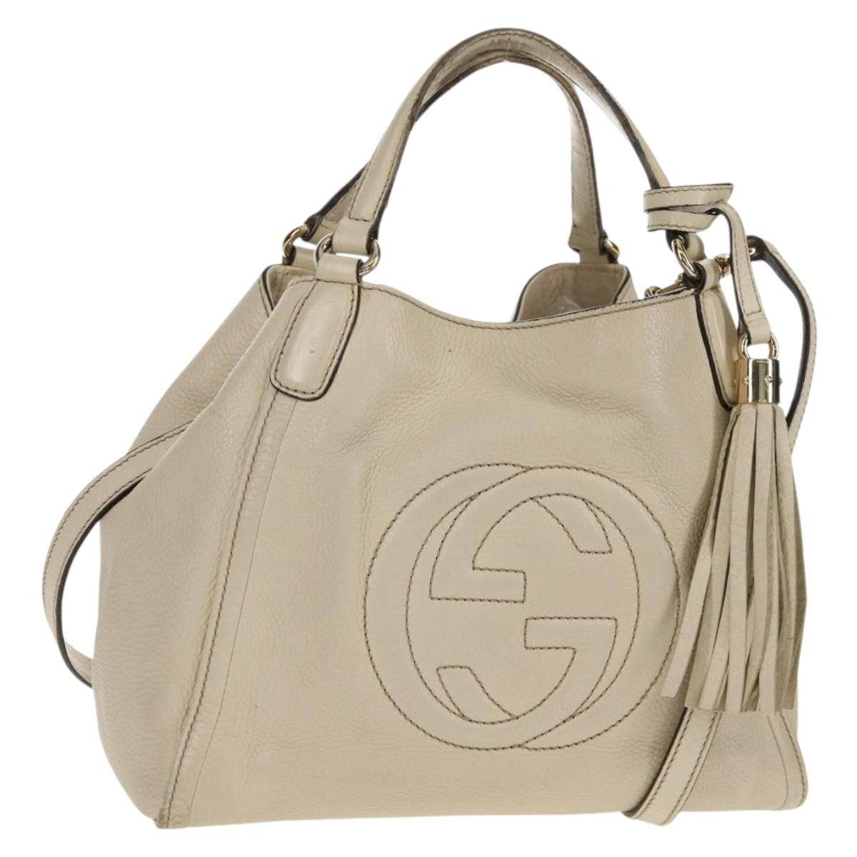 Gucci GUCCI Soho Shoulder Bag Leather 2way White Authentic ki5995