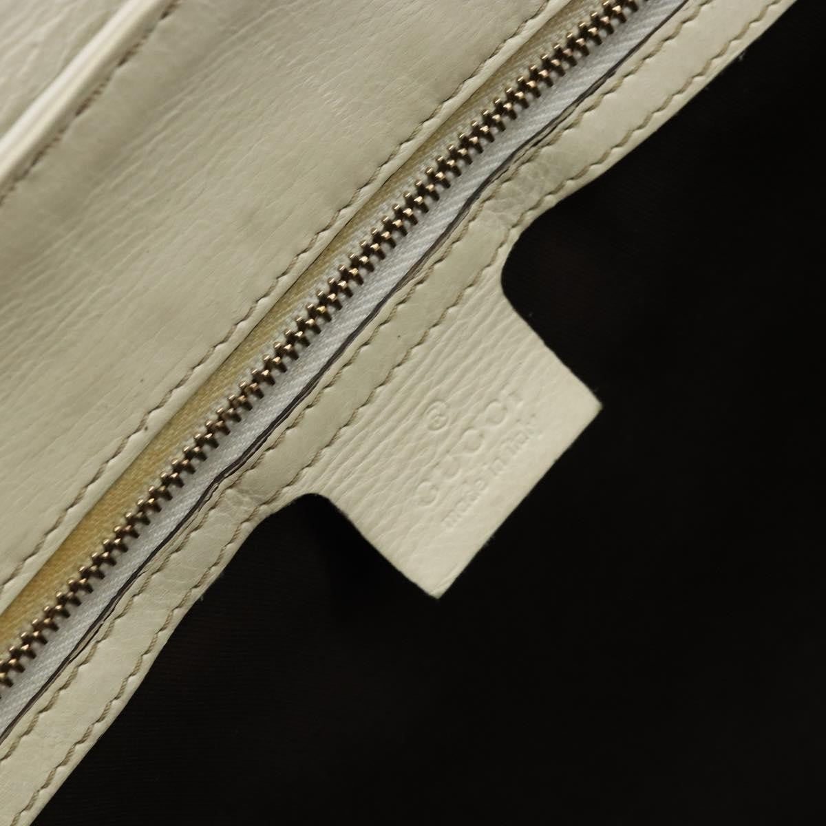Gucci GUCCI Hand Bag Leather White Gold 189883 Authentic ka2690