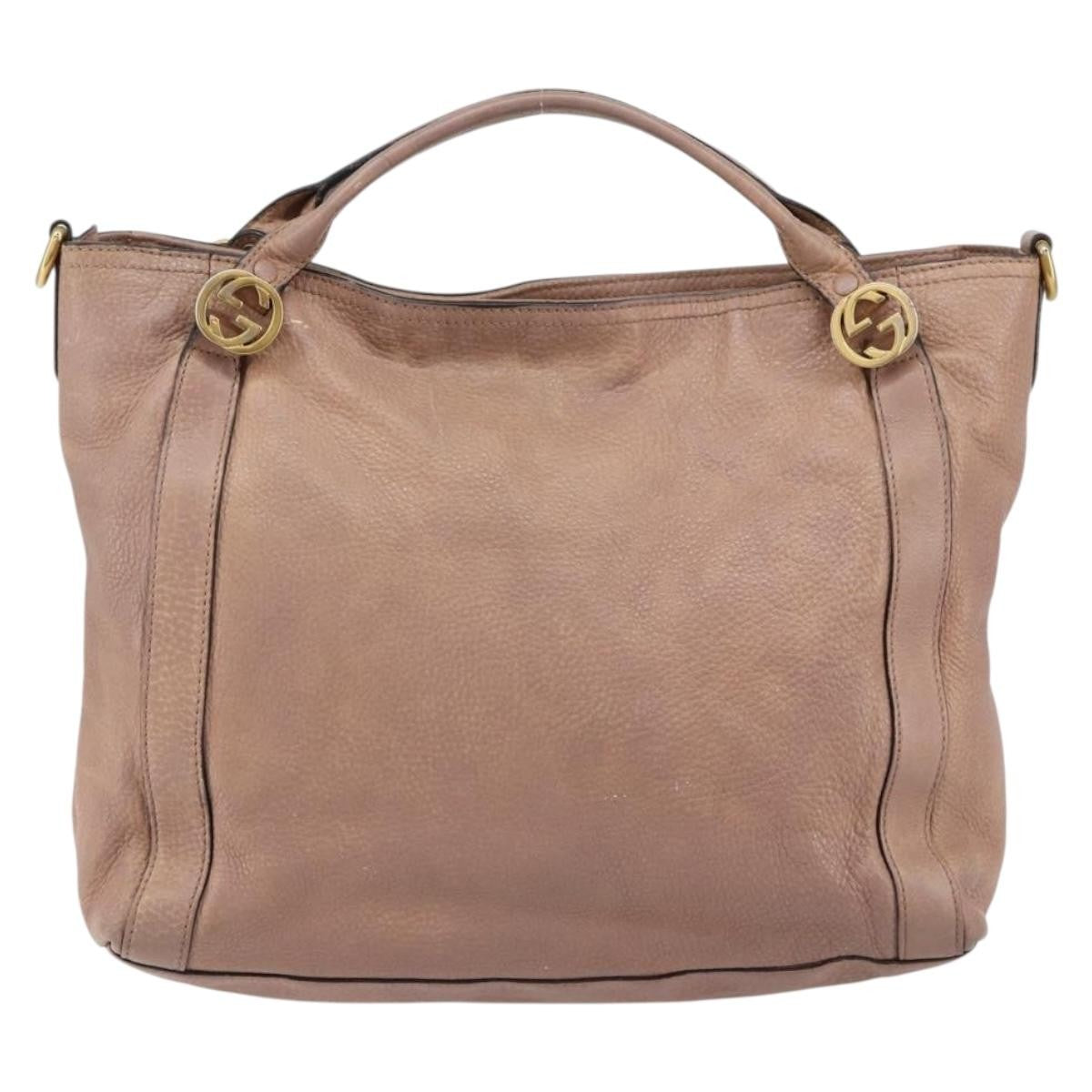 Gucci GUCCI Hand Bag Leather Pink Gold 323675 Authentic ka258