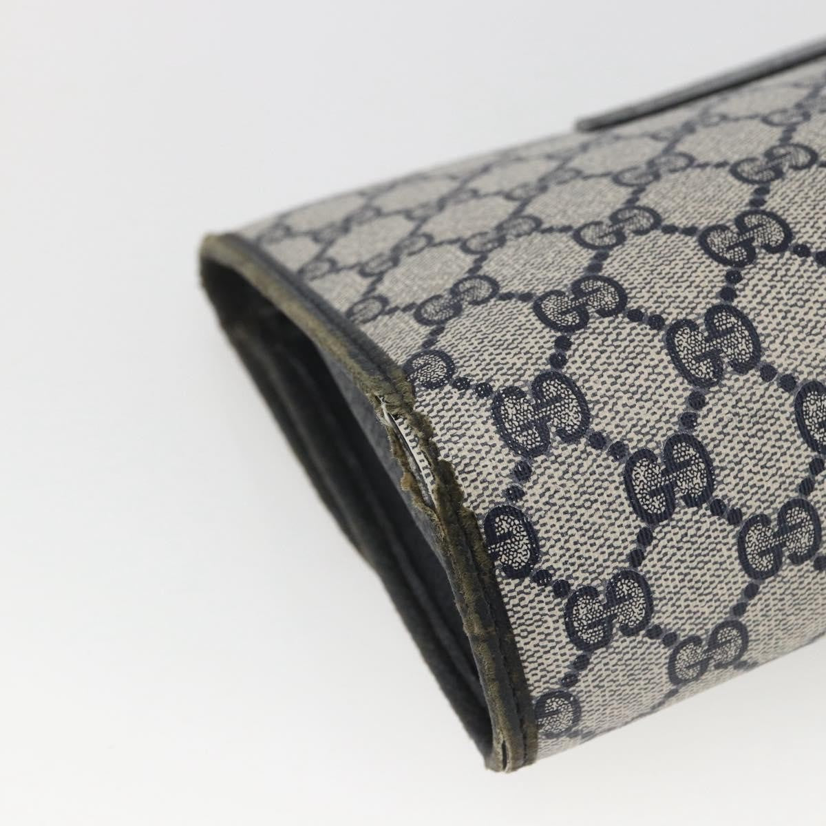 Gucci GUCCI GG Supreme Sherry Line Clutch Bag PVC Navy Gold 89 01 030 Authentic 167905