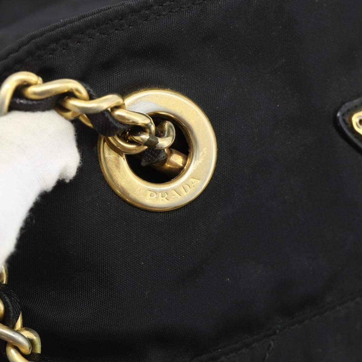 Prada PRADA Chain Tote Bag Nylon Black Gold Authentic 178129