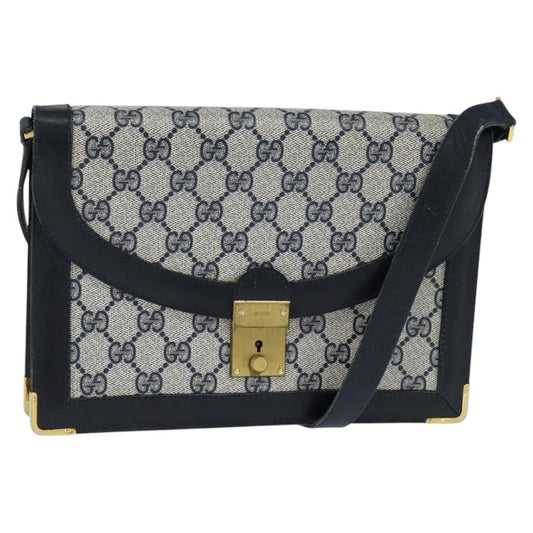 Gucci GUCCI GG Supreme Shoulder Bag PVC Navy Gold Authentic BA7379