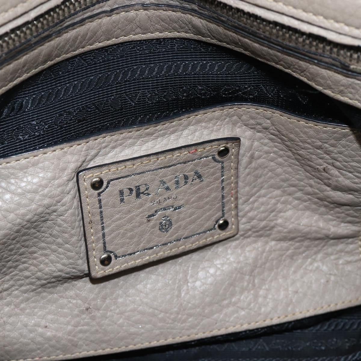 Prada PRADA Tote Bag Leather Gray Silver Authentic ka3597