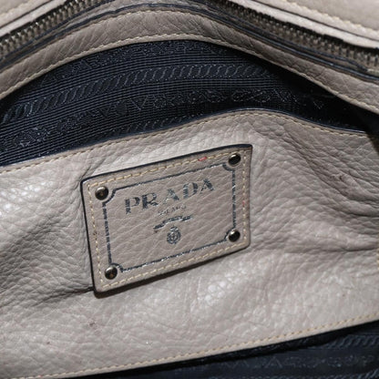Prada PRADA Tote Bag Leather Gray Silver Authentic ka3597