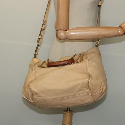 Chloé Chloé Chloe Etel Hand Bag Leather 2way Beige Gold Authentic am9018